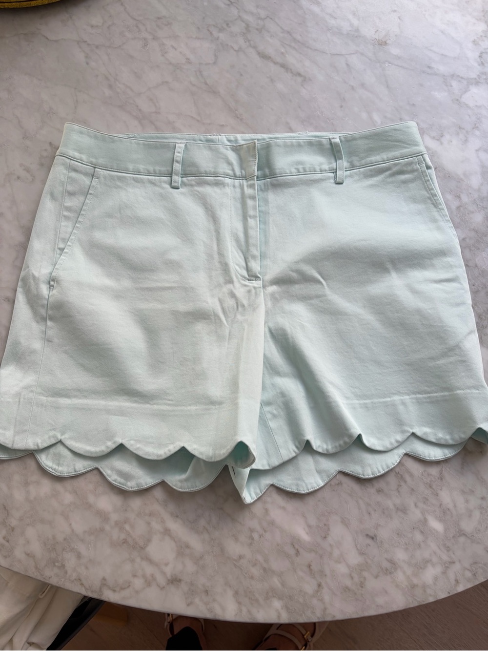 J. McLaughlin Light Blue Scallop Edge Shorts